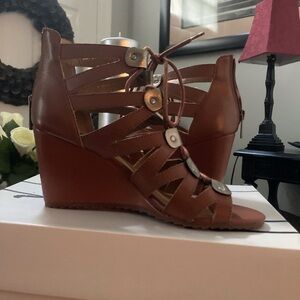 Dolce Vita Tan Brown Leather Wedge